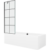Mexen Cube правоъгълна вана 170 x 80 cm с облицовка и еднокрилен параван 70 cm, черен десен - 550517080X9507007077