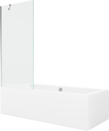 Mexen Cube вана правоъгълна 170 x 80 см с обвивка и параван 1-сгъваем 80 см, прозрачен, хром - 550517080X9508000001