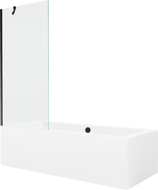 Mexen Cube вана правоъгълна 170 x 80 см с обшивка и преграда с 1 крило 80 см, прозрачен, черен - 550517080X9508000070