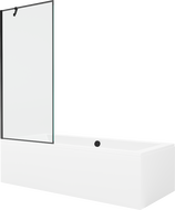 Mexen Cube правоъгълна вана 170 x 80 см с обшивка и 1-крило параван 80 см, черен
