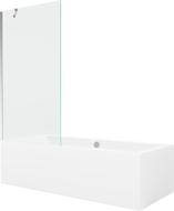 Mexen Cube правоъгълна вана 170 x 80 см с обшивка и преграда с 1 панел 90 см, прозрачна, хром - 550517080X9509000001
