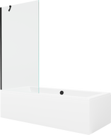 Mexen Cube правоъгълна вана 170 x 80 см с обшивка и параван 1-сгъваем 90 см, прозрачен, черен - 550517080X9509000070