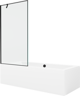 Mexen Cube правоъгълна вана 170 x 80 см с корпус и параван 1-двукрилен 90 см, черен модел - 550517080X9509007070