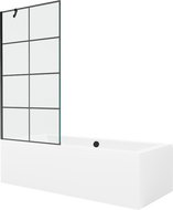 Mexen Cube правоъгълна вана 170 x 80 см с корпус и параван с 1 крило 90 см, черен модел - 550517080X9509007077