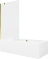 Mexen Cube правоъгълна вана 170 x 80 см с обшивка и преграда 1-двукрила 100 см, прозрачно, златно - 550517080X9510000050