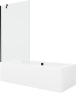 Mexen Cube вана правоъгълна 170 x 80 см с обособен корпус и 1-свиторен параван 100 см, прозрачна, черна - 550517080X9510000070