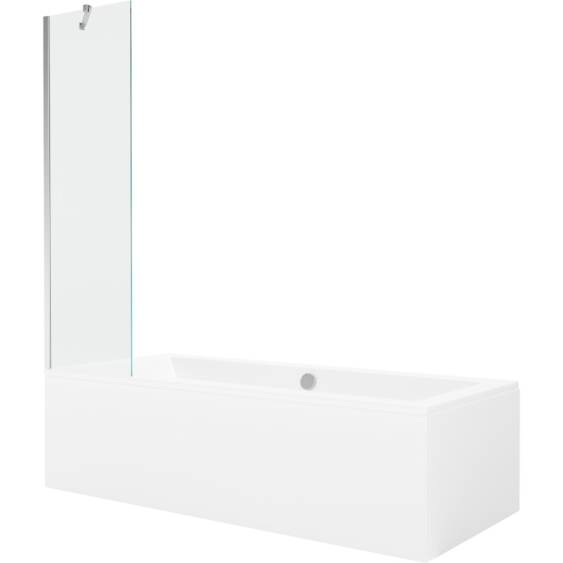 Mexen Cube Правоъгълна вана 180 x 80 см с корпус и 1-крилен параван 50 см,