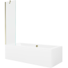 Mexen Cube правоъгълна вана 180 x 80 cm с обшивка и параван с едно крило 50 cm, прозрачен, златен - 550518080X9505000050