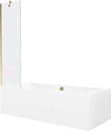 Mexen Cube правоъгълна вана 180 x 80 cm с обшивка и параван с едно крило 50 cm, прозрачен, златен - 550518080X9505000050