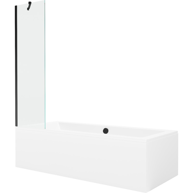Mexen Cube правоъгълна вана 180 x 80 см с обшивка и 1-крилен параван 50 см,