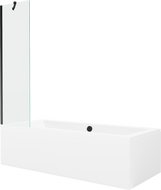 Mexen Cube правоъгълна вана 180 x 80 см с обшивка и параван с едно крило 50 см, прозрачен, черен - 550518080X9505000070