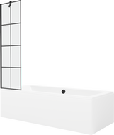 Mexen Cube правоъгълна вана 180 x 80 см с панел и 1-крилен параван 50 см, черен