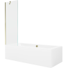 Mexen Cube правоъгълна вана 180 x 80 cm с обшивка и еднокрил параван 60 cm, прозрачен, златист - 550518080X9506000050