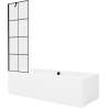 Mexen Cube правоъгълна вана 180 x 80 cm с облицовка и 1-крилен параван 60 cm, черен модел - 550518080X9506007077