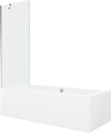 Mexen Cube правоъгълна вана 180 x 80 cm с корпус и еднокрилен параван 70 cm, прозрачна, хром - 550518080X9507000001