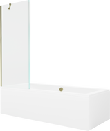 Mexen Cube правоъгълна вана 180 x 80 cm с облицовка и 1-крилен параван 70 cm, прозрачен, златист - 550518080X9507000050