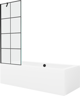 Mexen Cube вана правоъгълна 180 x 80 см с обшивка и преграда с 1 крило 70 см, черен шаблон - 550518080X9507007077