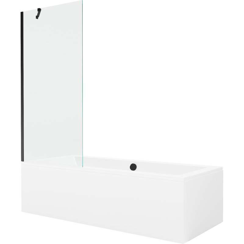 Mexen Cube правоъгълна вана 180 x 80 cm с облицовка и 1-крилен параван 80 cm,