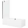 Mexen Cube правоъгълна вана 180 x 80 cm с обшивка и 1-крила преграда 80 cm, прозрачна, черна - 550518080X9508000070