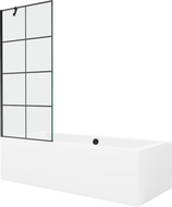 Mexen Cube правоъгълна вана 180 x 80 см с обшивка и 1-крилен параван 80 см, черен мотив - 550518080X9508007077
