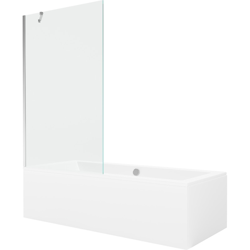 Mexen Cube правоъгълна вана 180 x 80 cm с обшивка и параван с 1 крило 100 cm,