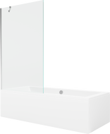 Mexen Cube вана правоъгълна 180 x 80 см с обшивка и параван 1-сигнален 100 см, прозрачен, хром - 550518080X9510000001