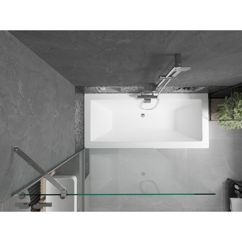 Mexen Cube правоъгълна вана 180 x 80 cm с обшивка и параван с 1 крило 100 cm,