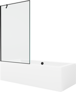 Mexen Cube правоъгълна вана 180 x 80 см с обшивка и параван с 1 крило 100 см, черен модел - 550518080X9510007070