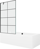 Mexen Cube правоугълна вана 180 x 80 см с обшивка и 1-склопен екран 100 см, черен шаблон - 550518080X9510007077