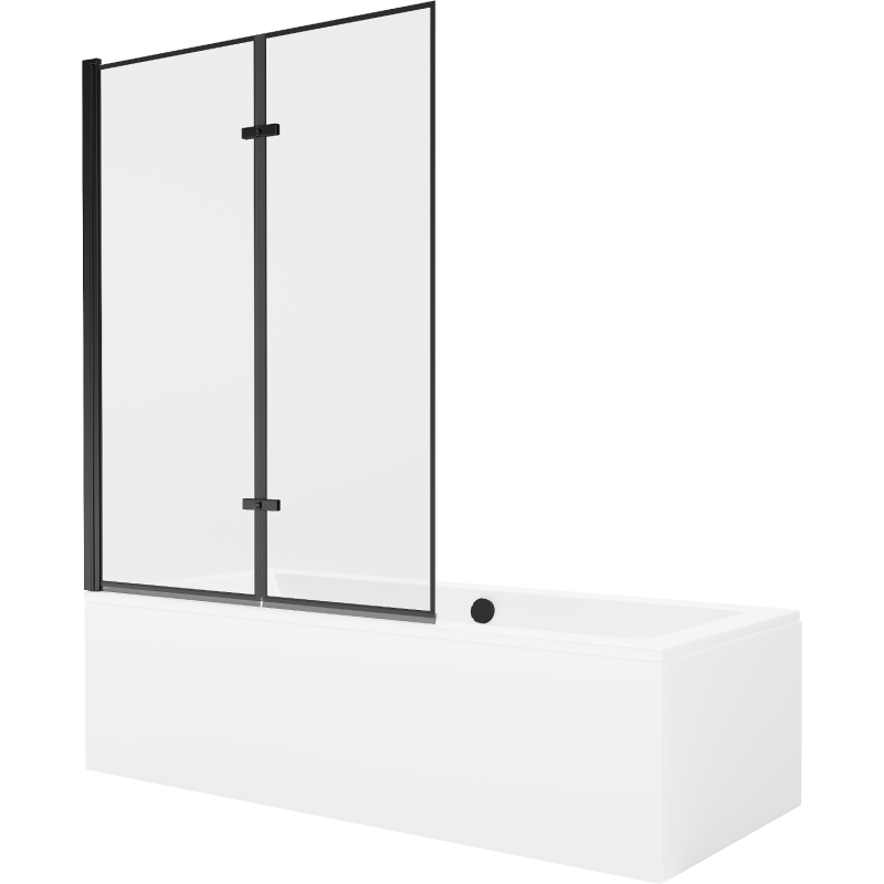 Mexen Cube правоъгълна вана 170 x 80 см с обшивка и две крила 120 см, черен модел - 550517080X9212027070