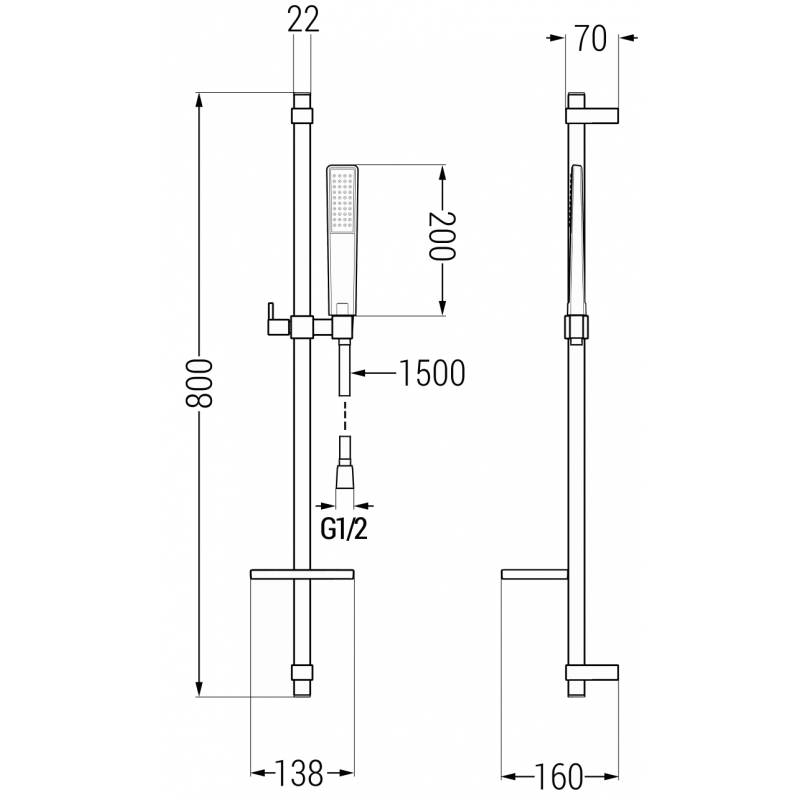 Mexen Royo DQ72 комплект за вана, черен - 72203DQ72-70