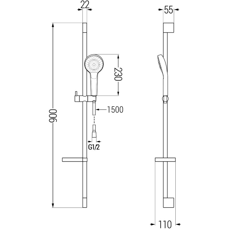 Mexen Royo DF05 душов комплект, хром - 72204DF05-00