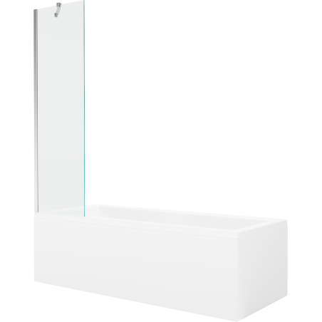 Mexen Cubik правоъгълен вана 150 x 70 cm с обвивка и параван с 1 крило 50 cm, прозрачен, хром - 550315070X9505000001