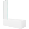 Mexen Cubik правоъгълен вана 150 x 70 cm с обвивка и параван с 1 крило 50 cm, прозрачен, хром - 550315070X9505000001