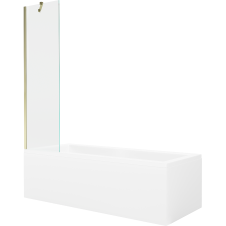 Mexen Cubik правоъгълна вана 150 x 70 cm с корпус и 1-крилен параван 50 cm, прозрачен, златен - 550315070X9505000050
