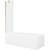 Mexen Cubik правоъгълна вана 150 x 70 cm с корпус и 1-крилен параван 50 cm, прозрачен, златен - 550315070X9505000050