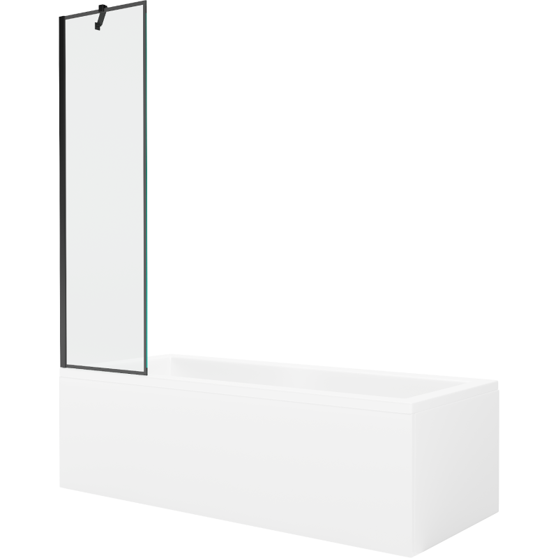 Mexen Cubik правоъгълна вана 150 x 70 cm с облицовка и еднокрилен параван 50 cm, черен модел - 550315070X9505007070