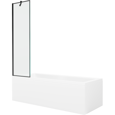 Mexen Cubik правоъгълна вана 150 x 70 cm с облицовка и еднокрилен параван 50 cm, черен модел - 550315070X9505007070
