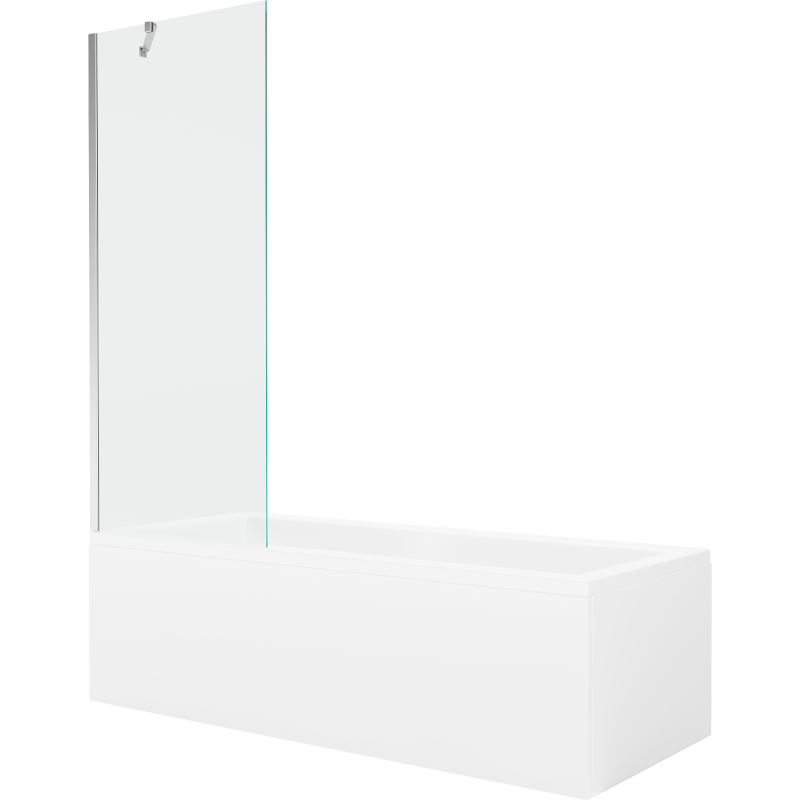 Mexen Cubik правоъгълна вана 150 x 70 cm с облицовка и еднокрилен екран 70 cm, прозрачен, хром - 550315070X9507000001