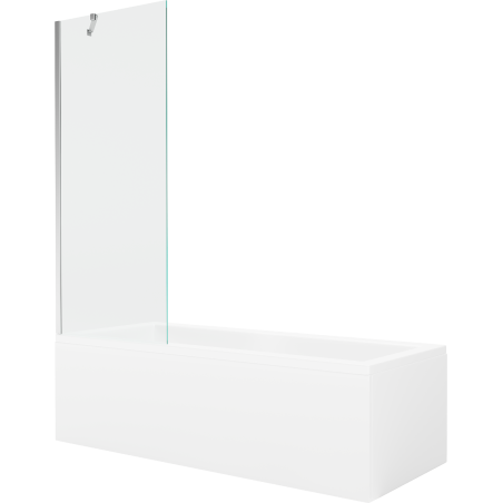 Mexen Cubik правоъгълна вана 150 x 70 cm с облицовка и еднокрилен екран 70 cm, прозрачен, хром - 550315070X9507000001