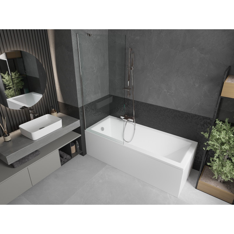 Mexen Cubik правоъгълна вана 150 x 70 см с облицовка и еднокрилен параван 80 см,