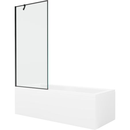 Mexen Cubik правоъгълна вана 150 x 70 cm с обшивка и 1-крилен параван 80 cm, черен десен - 550315070X9508007070
