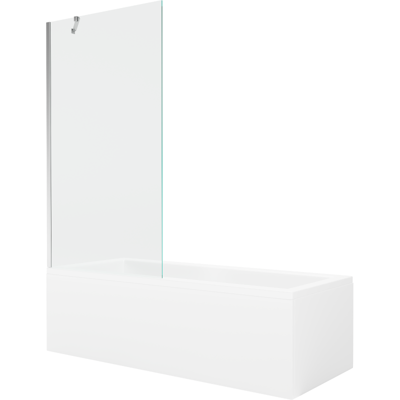Mexen Cubik правоъгълна вана 150 x 70 cm с обшивка и еднокрил параван 90 cm, прозрачен, хром - 550315070X9509000001