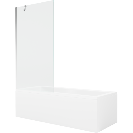 Mexen Cubik правоъгълна вана 150 x 70 cm с обшивка и еднокрил параван 90 cm, прозрачен, хром - 550315070X9509000001