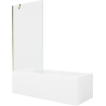Mexen Cubik правоъгълна вана 150 x 70 cm с обшивка и еднокрил параван 90 cm, прозрачна, златист - 550315070X9509000050