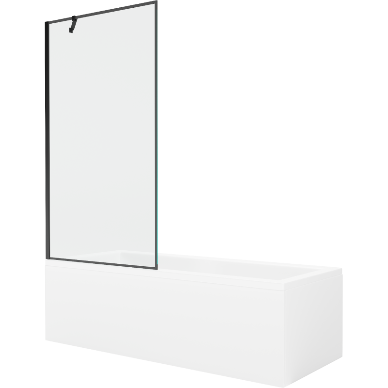 Mexen Cubik правоъгълна вана 150 x 70 cm с облицовка и еднокрилен параван 90 cm, черен дизайн - 550315070X9509007070