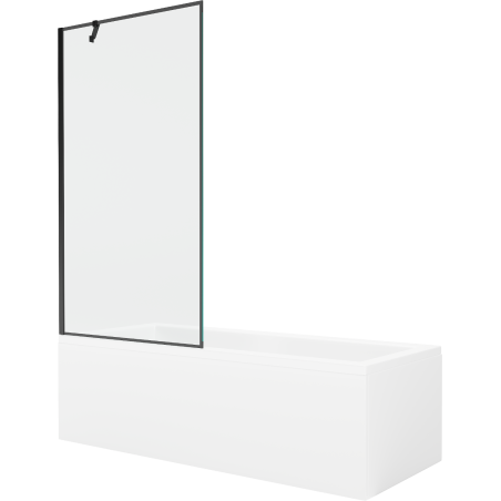 Mexen Cubik правоъгълна вана 150 x 70 cm с облицовка и еднокрилен параван 90 cm, черен дизайн - 550315070X9509007070