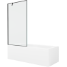Mexen Cubik правоъгълна вана 150 x 70 cm с облицовка и еднокрилен параван 90 cm, черен дизайн - 550315070X9509007070