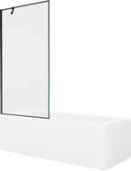 Mexen Cubik правоъгълна вана 150 x 70 cm с облицовка и еднокрилен параван 90 cm, черен дизайн - 550315070X9509007070