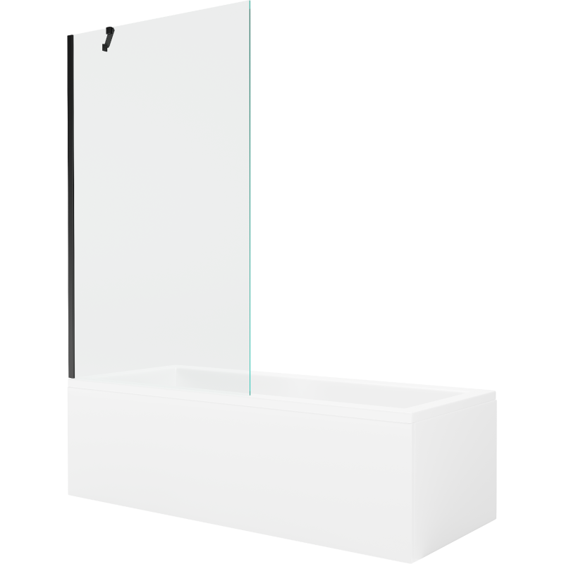 Mexen Cubik правоъгълна вана 150 x 70 cm с облицовка и 1-крилен параван 100 cm, прозрачен, черен - 550315070X9510000070